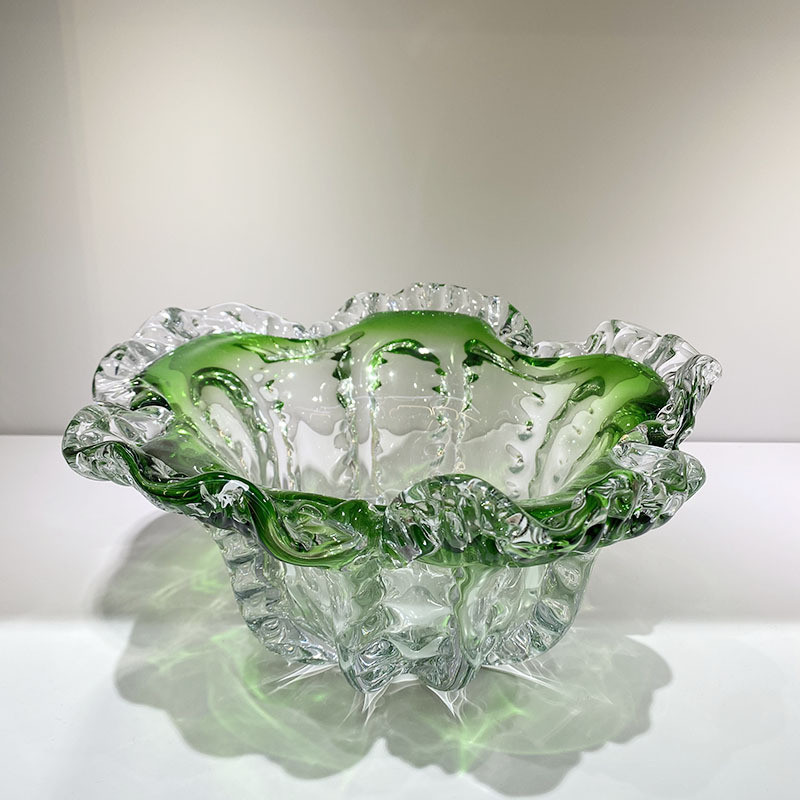 热销软装琉璃果盘家用客厅现代厚重玻璃水果盘桌面轻奢样板间装饰