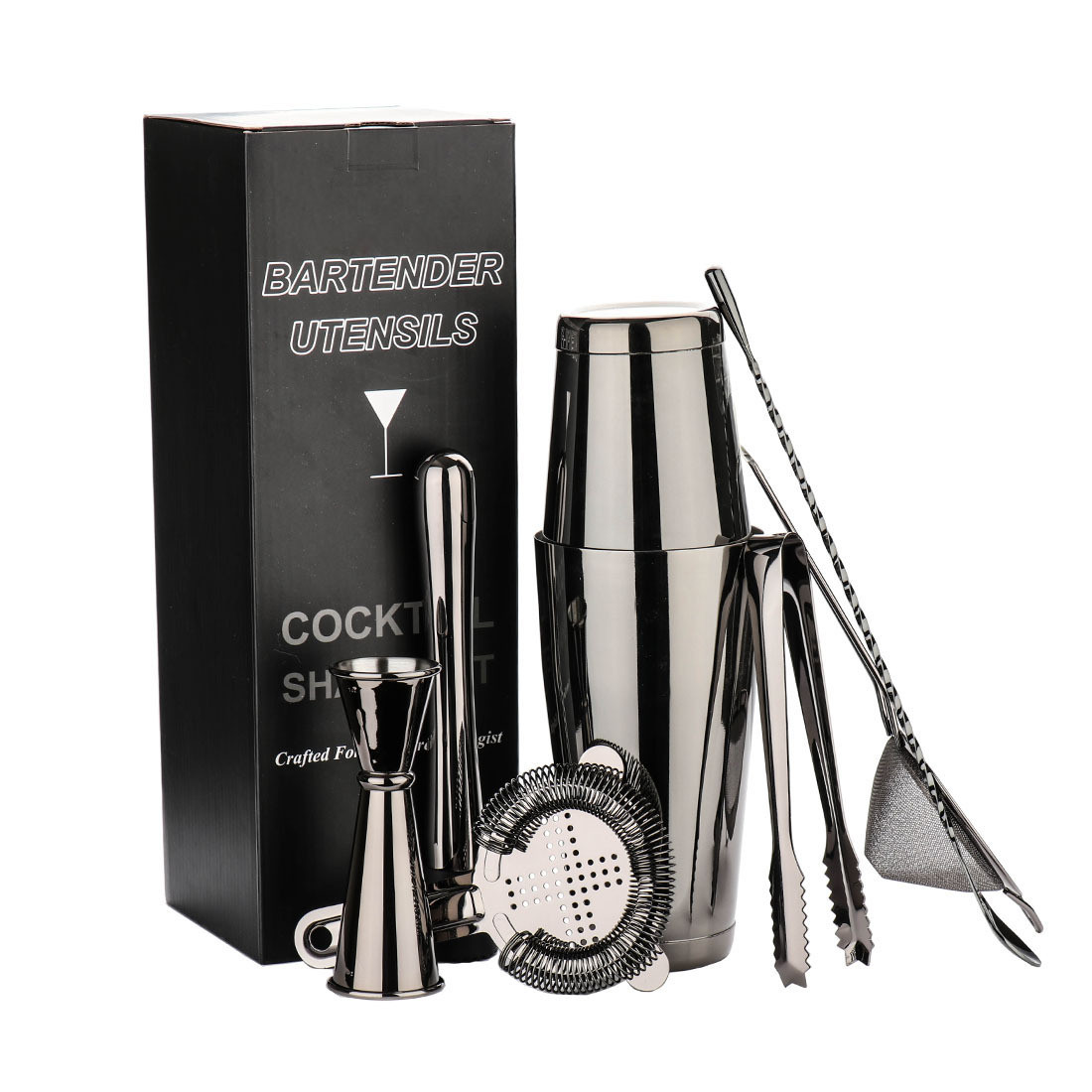 304不锈钢调酒器七件套雪克壶全套家用波士顿调酒器套装酒吧