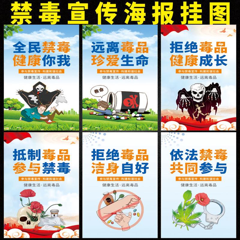 2024年禁毒日主题海报挂图禁毒知识防范展板青少年禁毒海报墙贴