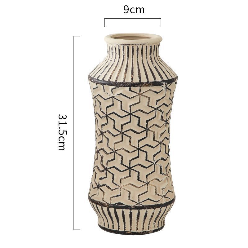 复古中国风做旧花瓶创意手工新中式陶瓷高档简约家居客厅仿古摆件