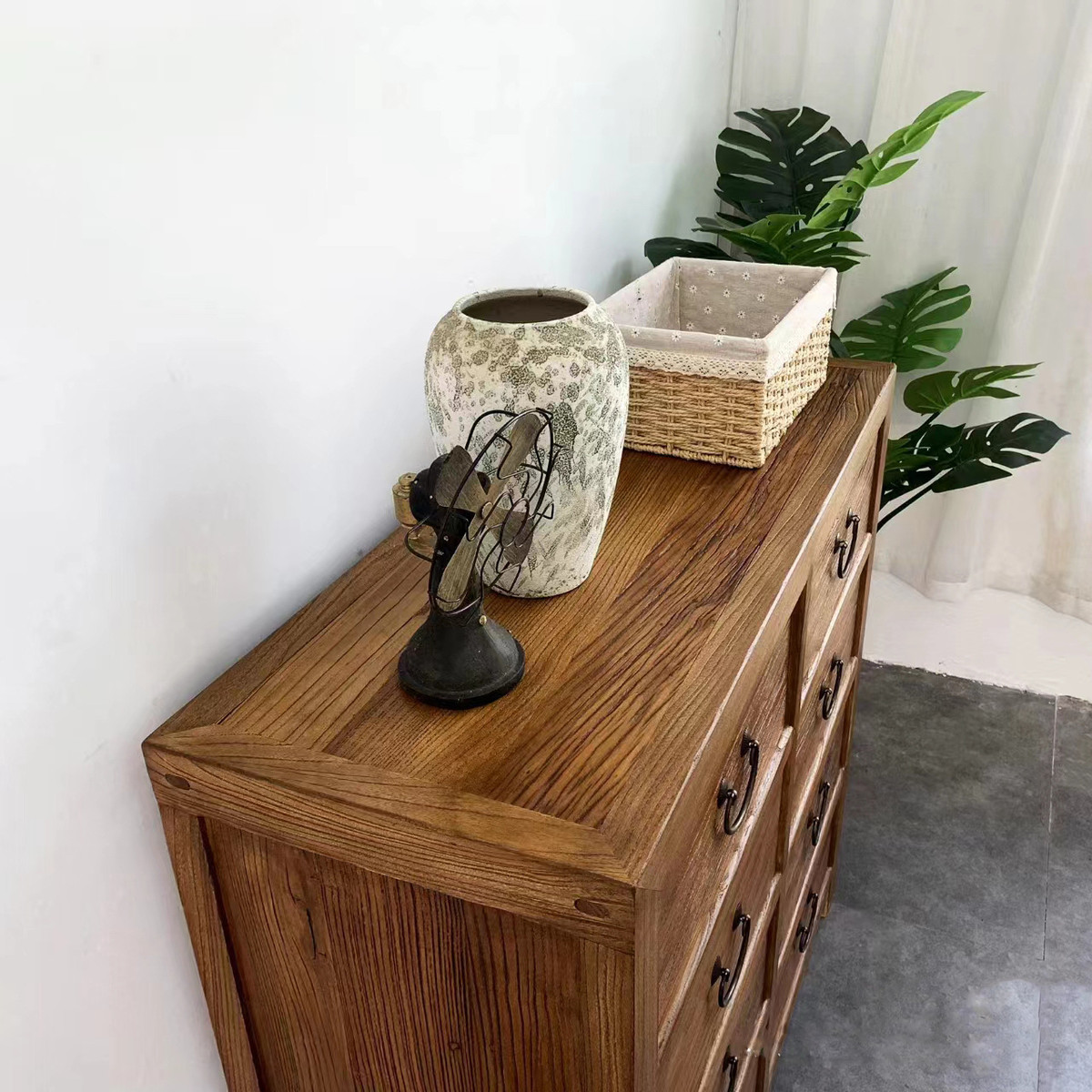 热销老榆木八斗柜收纳柜实木多屉储物现代简约复古做旧柜子
