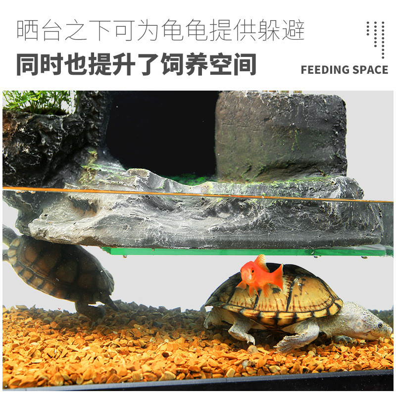 热销乌龟缸带晒台缸养乌龟的别墅专用生态龟缸高清玻璃鱼缸深水龟