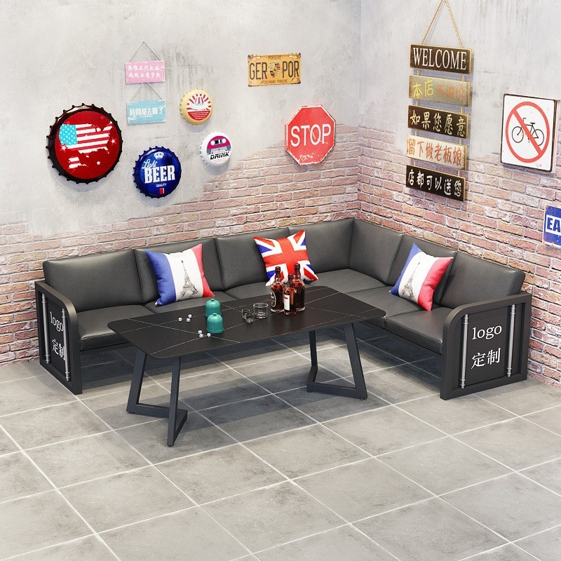 酒吧沙发卡座桌椅组合烧烤店餐厅清吧音乐酒馆工业风复古餐桌