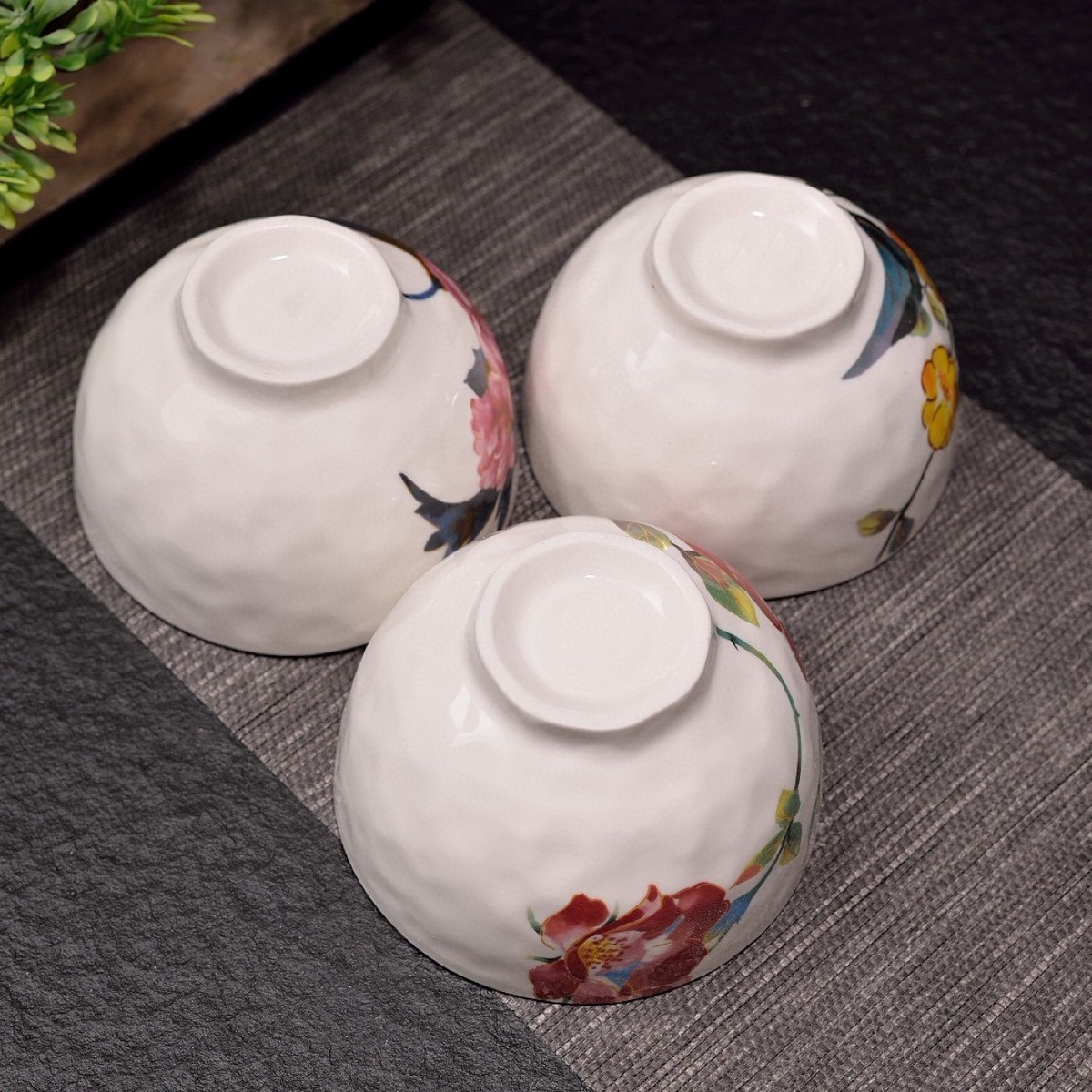 热销日式骨瓷美浓烧和碗蓝五碗米饭碗木盒包装手绘田园花家用送礼