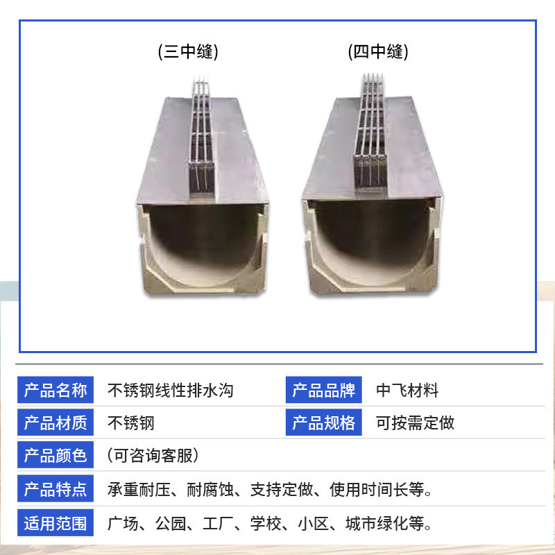厂家批发绿化线性排水沟城市道路小区不锈钢u型槽线性树脂排水沟