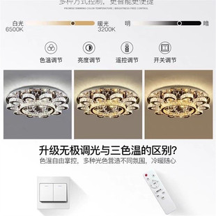 水晶灯客厅灯圆形简约现代led吸顶灯大气家用卧室 热销2024年新款