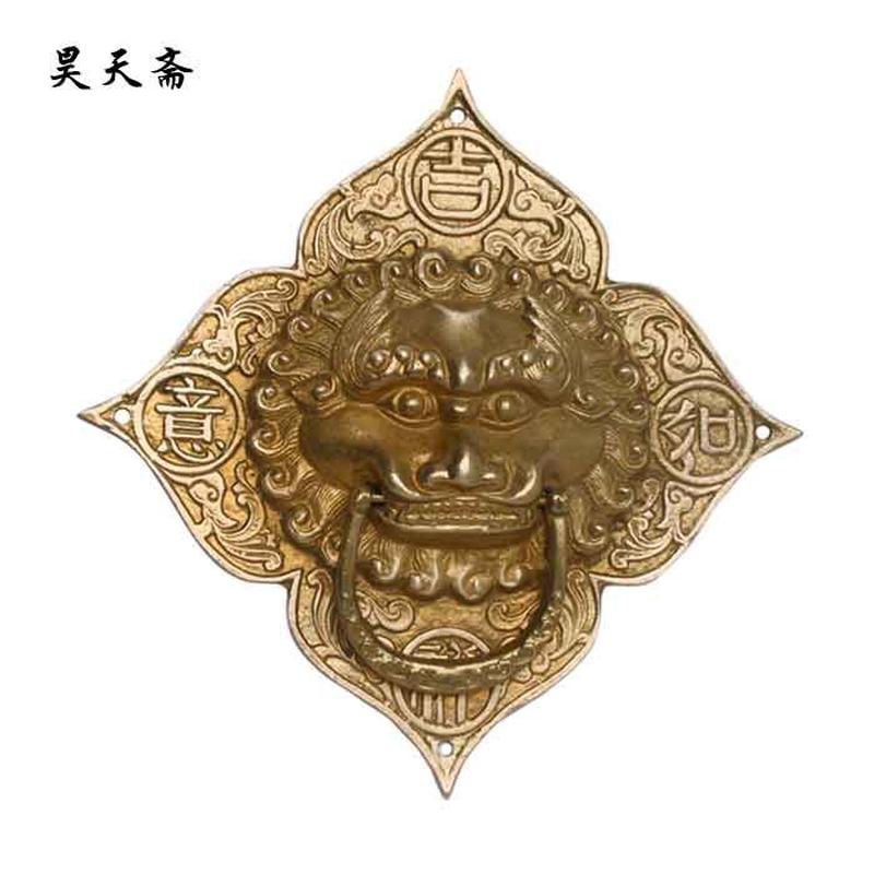 昊天斋铜兽仿古拉手铜狮子头寺院祠堂大门铜拉手明清头