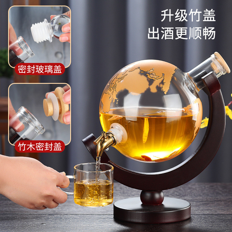 热销带龙头玻璃酒瓶 泡酒瓶 4斤地球酒瓶容器 泡酒玻璃瓶 醒酒器