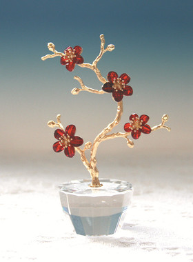 水晶梅花工艺品新款简约工艺品摆创意摆件客厅卧室装饰品桌面饰