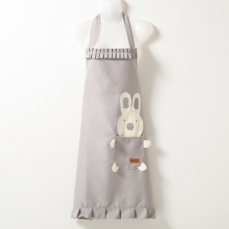 7y韩版女家可爱条绒围裙时尚用厨房新款做饭防油防水背带围裙工作