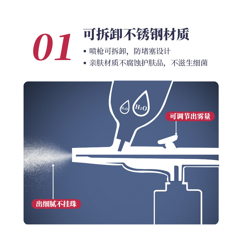 NiCHOICE注氧仪美容仪器家用脸部补水精华导入仪手持纳米喷雾枪