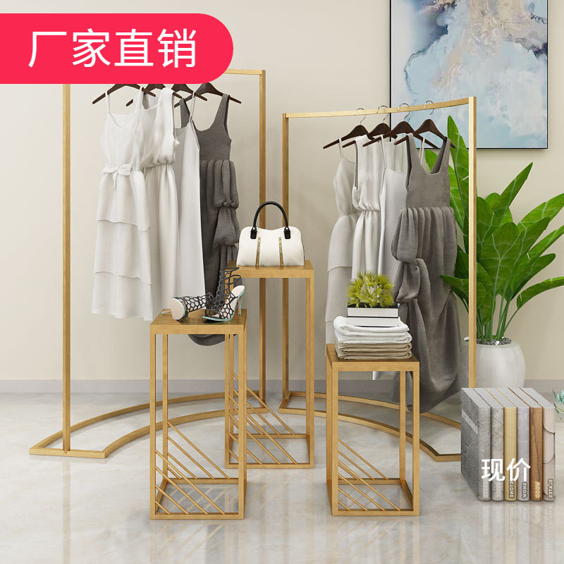 创意服装架组合半弧形衣服挂衣架服装店展架黑色铁艺中岛架流水台