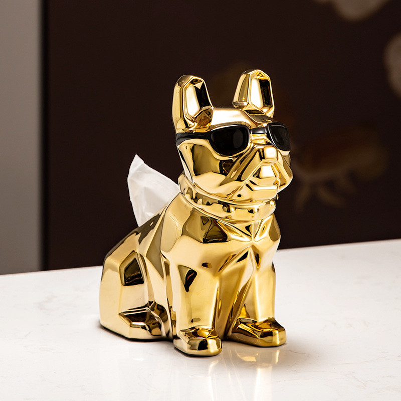 热销创意餐巾金高档现代客厅茶几轻奢抽纸盒纸巾盒银色陶瓷法斗收