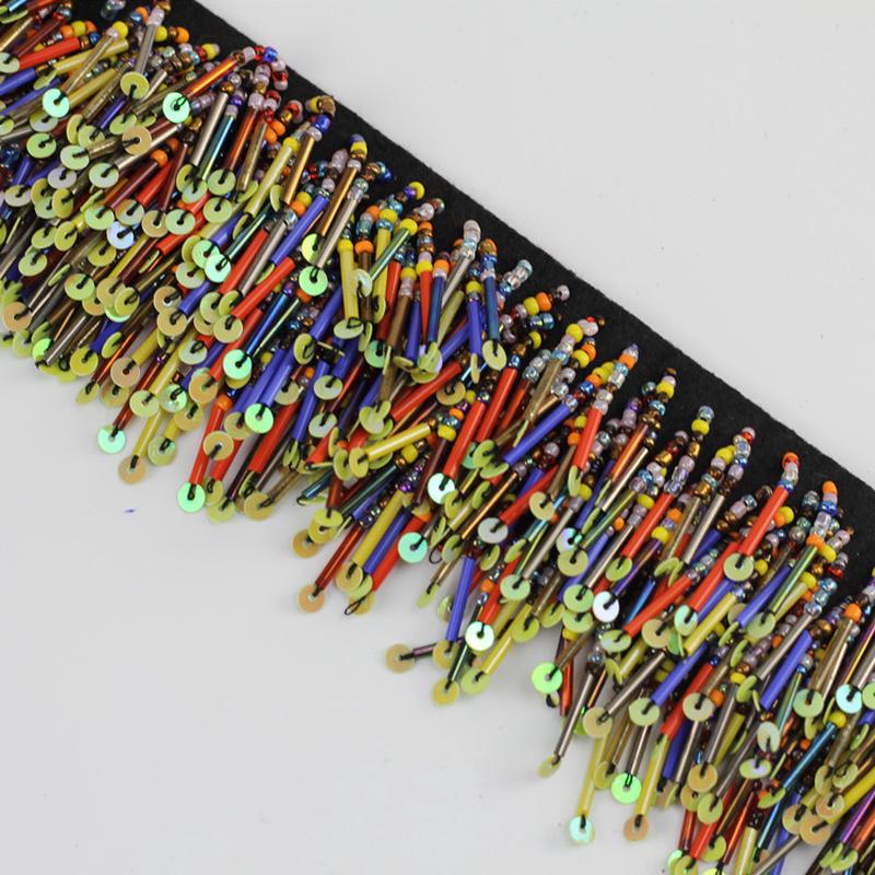 复古舞蹈裙摆穗配饰亮片花边吊服装欧美窗帘手工辅料排须重工流苏