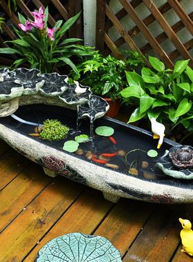 庭院水景假山流水摆件循环水户外阳台养鱼池造景花园布置鱼缸景观