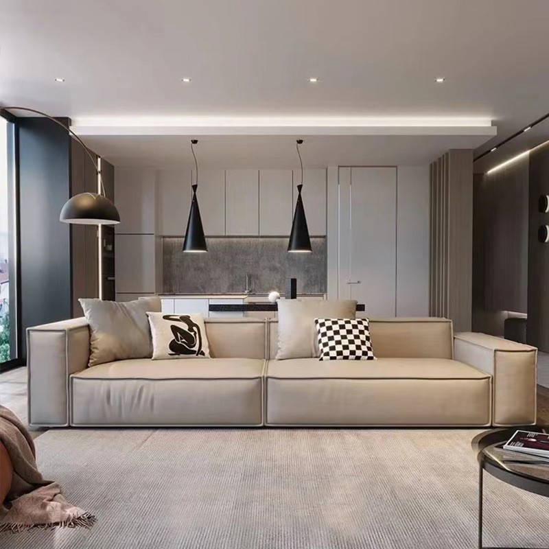 热销科技布沙发豆腐块三人式极简意大小户型整装客厅现代简约布艺