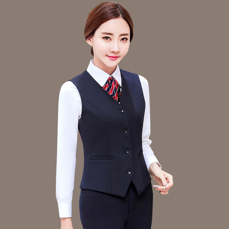 春秋女士马甲坎肩无袖职业装套装马夹百搭短款