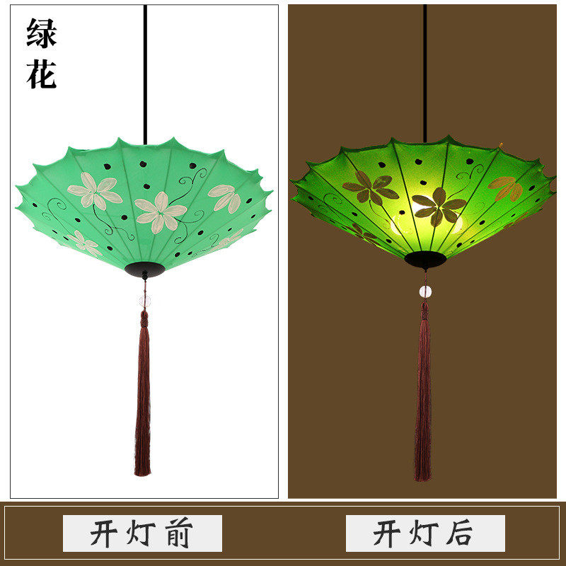 新中式创意灯具手绘布艺伞灯过道走廊茶楼餐厅火锅店灯笼复古吊灯