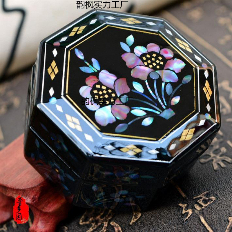 平遥漆器首饰盒嫁妆平遥螺钿贝壳镶嵌首饰盒戒指新婚古装戏古风