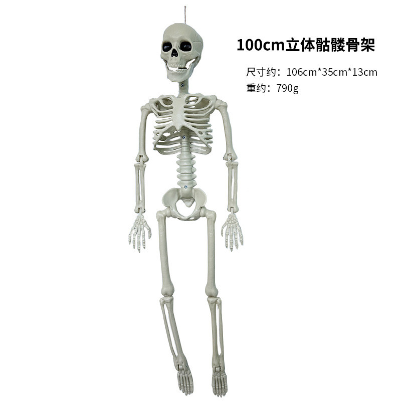 可仿真骨架装饰挂件道具100cm人体骷髅骨架万圣节站立关节可动