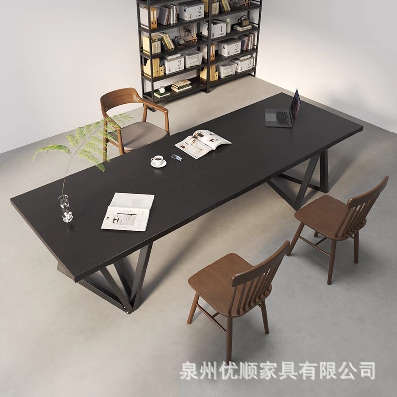 现代简约大板实木书桌椅去客厅化学习桌洽谈桌电脑桌办公桌书法桌
