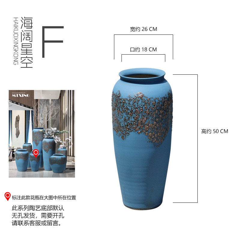 地中海陶瓷摆件欧式现代花瓶大号客厅装饰花盆器酒店别墅蓝色插花