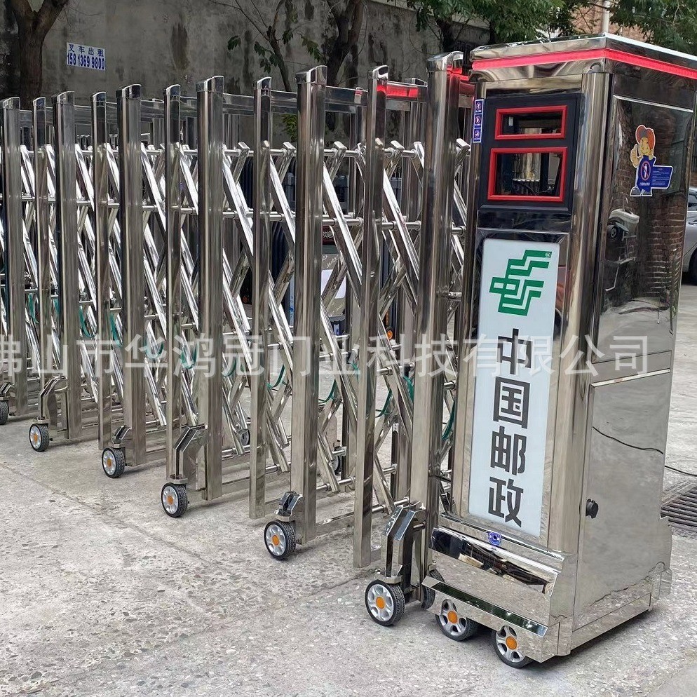 广告灯箱伸缩门不锈钢电动门单位企业大门广告灯箱
