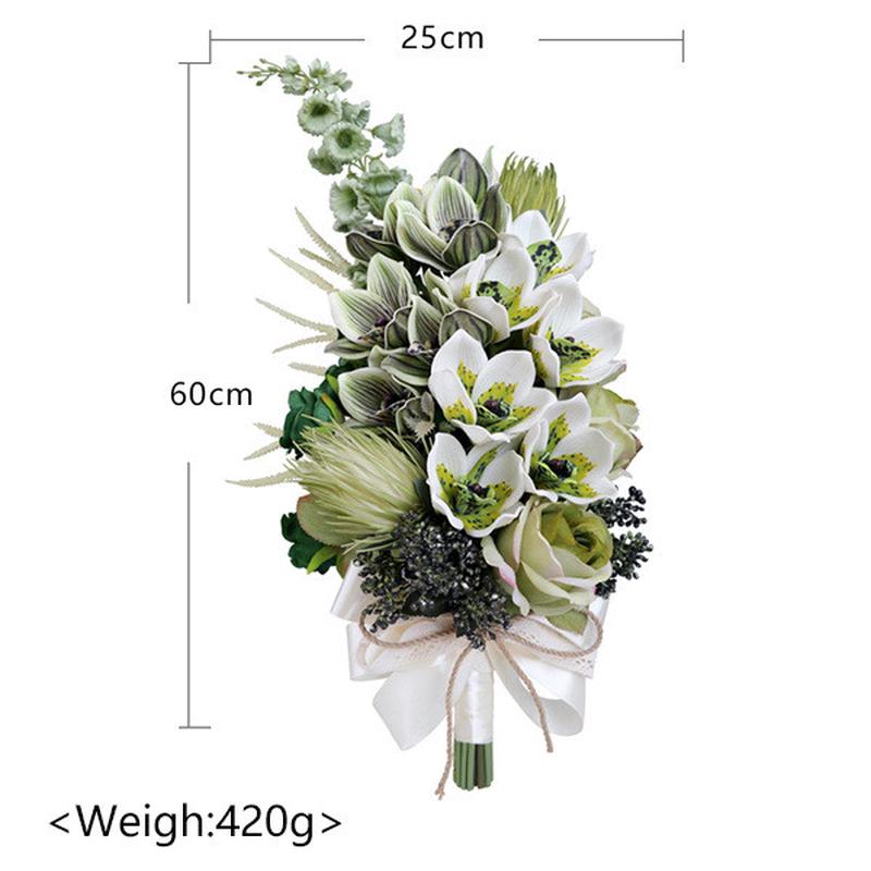 欧式森系婚礼新娘手捧花仿真花束家居装饰蕙兰婚庆拍照道具批发