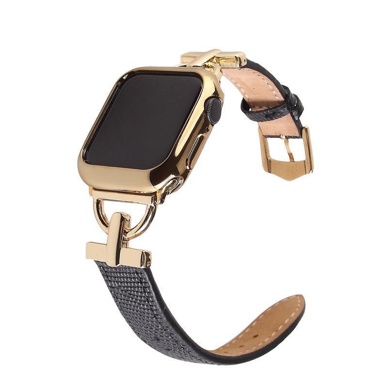 适用applewatch苹果手表表带金属拼皮D字扣适用iwatch1234567se