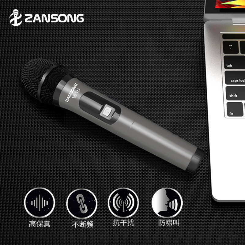 新款无线麦克风V8  音箱/扩音器/电脑/相机/电视  手持话筒带屏