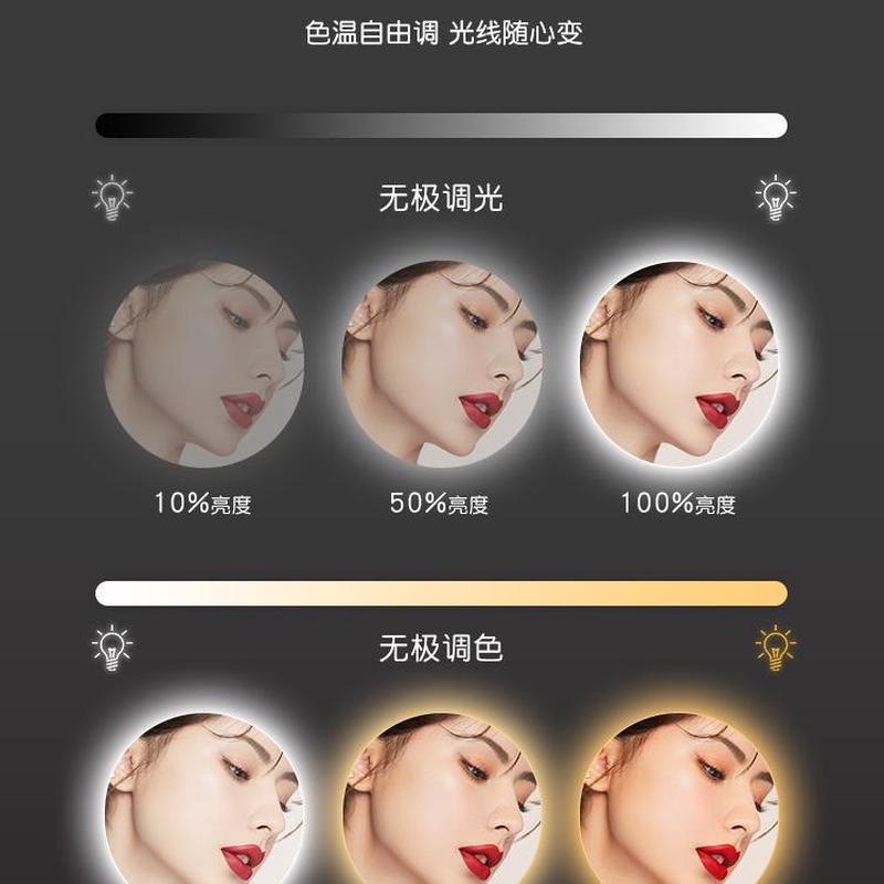 智能浴室圆镜挂墙卫生间镜子led圆形发光化妆镜带灯梳妆台镜新款