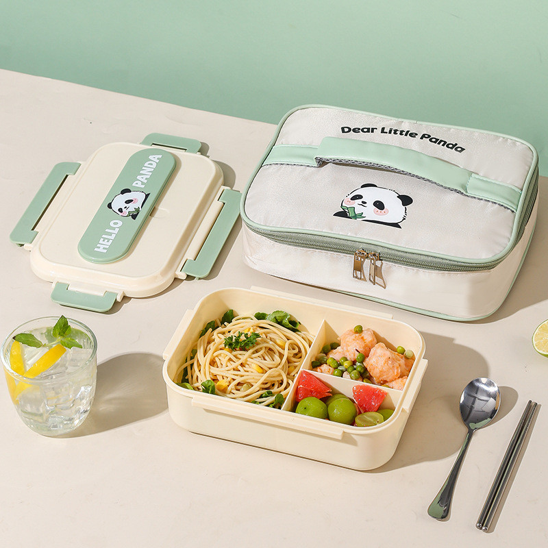 学生饭盒加厚PP塑料材质分格隔双层餐盒上班族便当盒可微波炉加热
