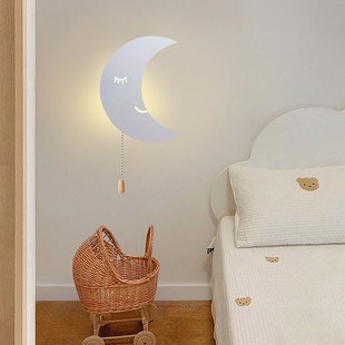 装饰灯可移动充电儿童壁灯免接线月亮云朵床头灯卡通创意外贸