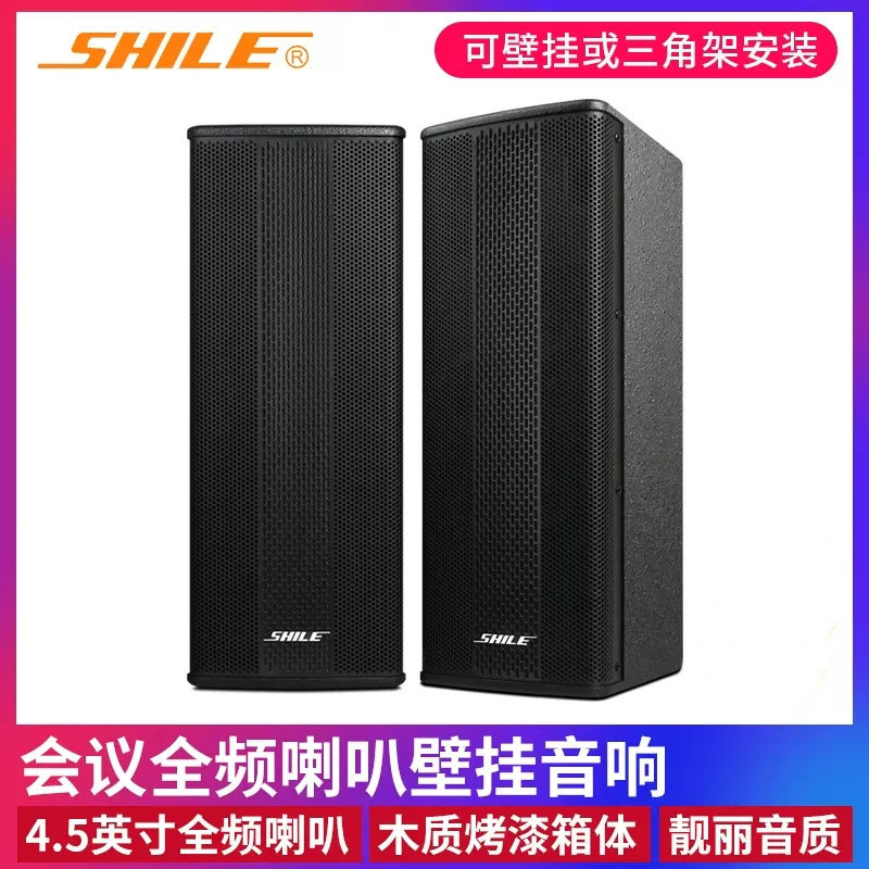 狮乐（SHILE）BX-404专业会议全频木质箱体4.5英寸壁挂式音箱