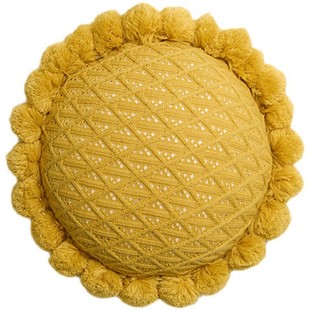 针织圆枕抱枕花圆形蒲团靠垫彩色厅腰枕靠垫家居卧室上客靠包抱枕