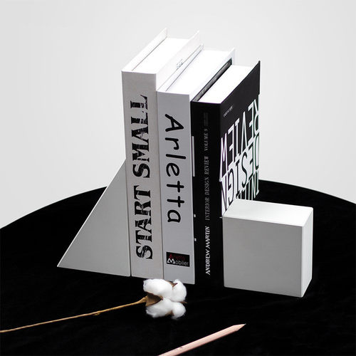 北欧水泥混泥土书立架创意家居清水书靠书房简约几何书档组合摆件