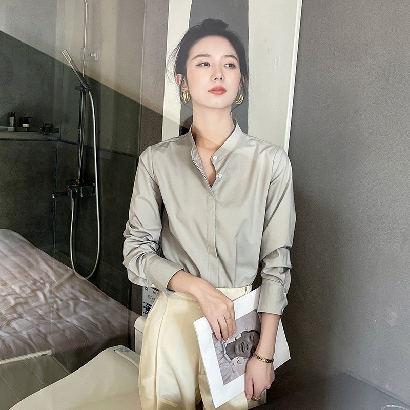 法式衬衫女职业通勤抗皱免烫高级感面试正装商务正肩衬衣