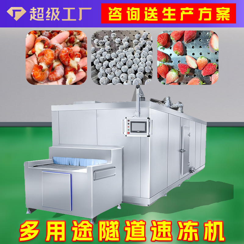 商用大型快速冷冻机流态化隧道超低温速冻设备输送式液氮速冻机