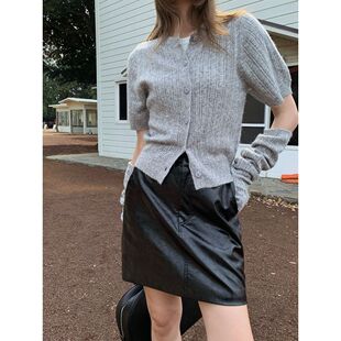 UNITYMODE美拉德复古咖色皮裙半身裙女早春欧美辣妹包臀裙短裙子