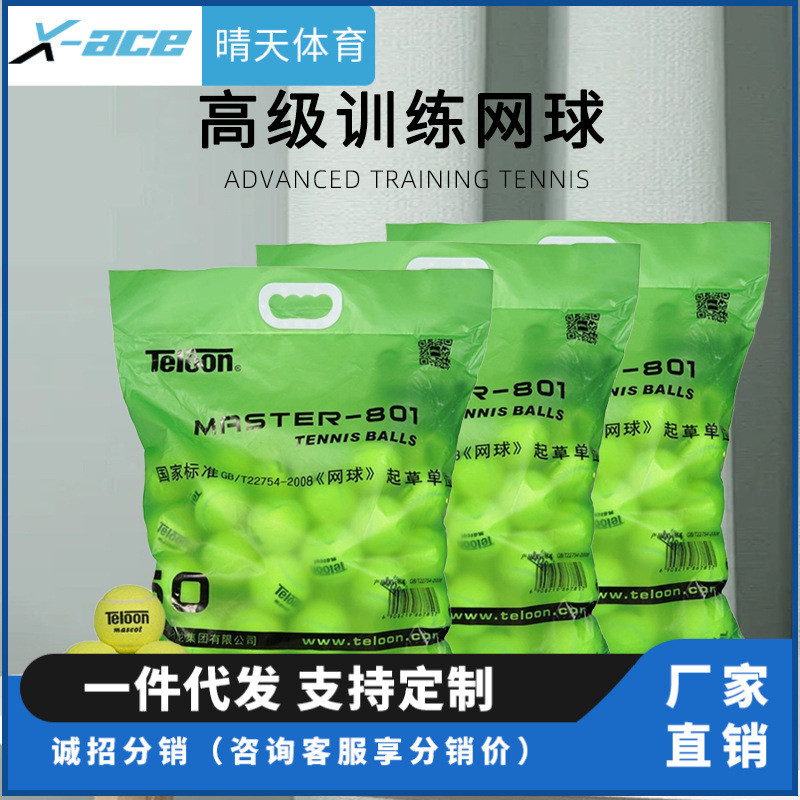 Teloon天龙网球801高弹耐磨训练网球袋装60个初学者训练网球