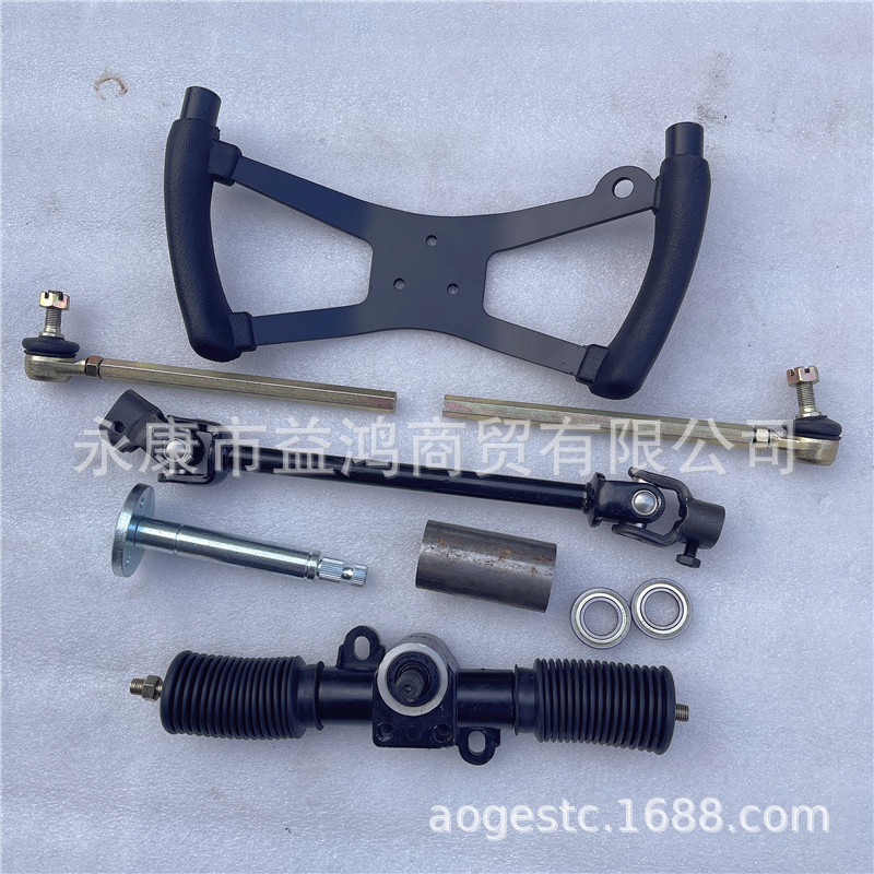 热销电动摩托四轮总成配件手把方向盘32/42cm方向机转向机套件卡