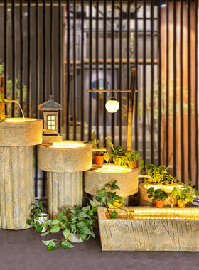 热销日式竹子鱼池流水喷泉石磨景观阳台办公室餐厅庭院客厅装饰品