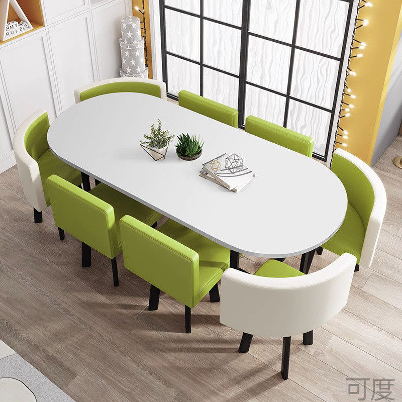 办公室会议桌接待洽谈培训椭圆形桌椅组合北欧风格简约现代阅览室