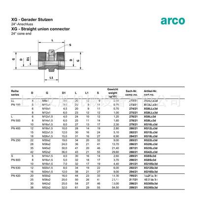 德国arco液压接头XG系列XG30Sc3d