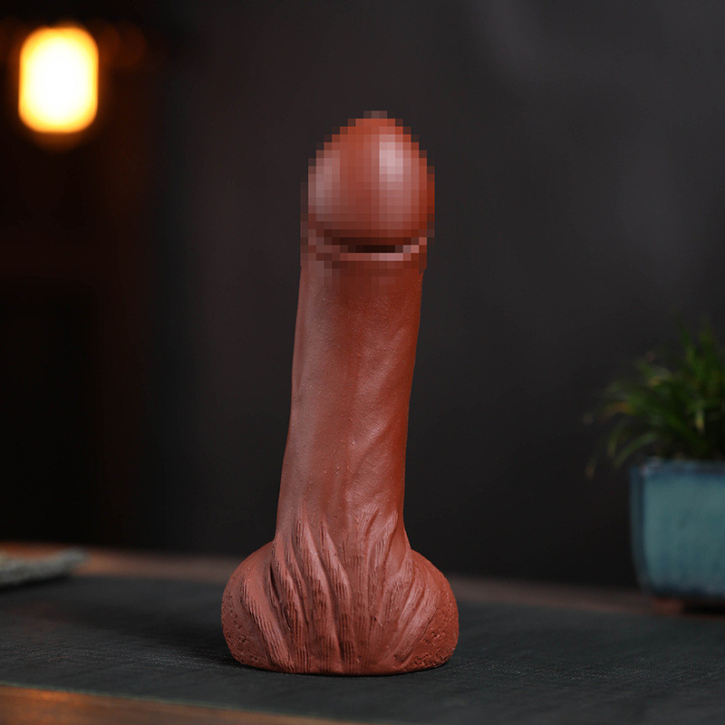 热销宜兴紫砂茶宠耀武扬威雕塑创意摆件逼真男根一柱擎天收藏趣味