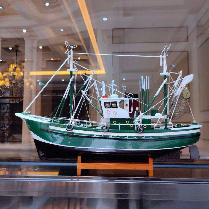 仿真帆船模型摆件地中海风格实木质工艺船一帆风顺小船渔船饰品