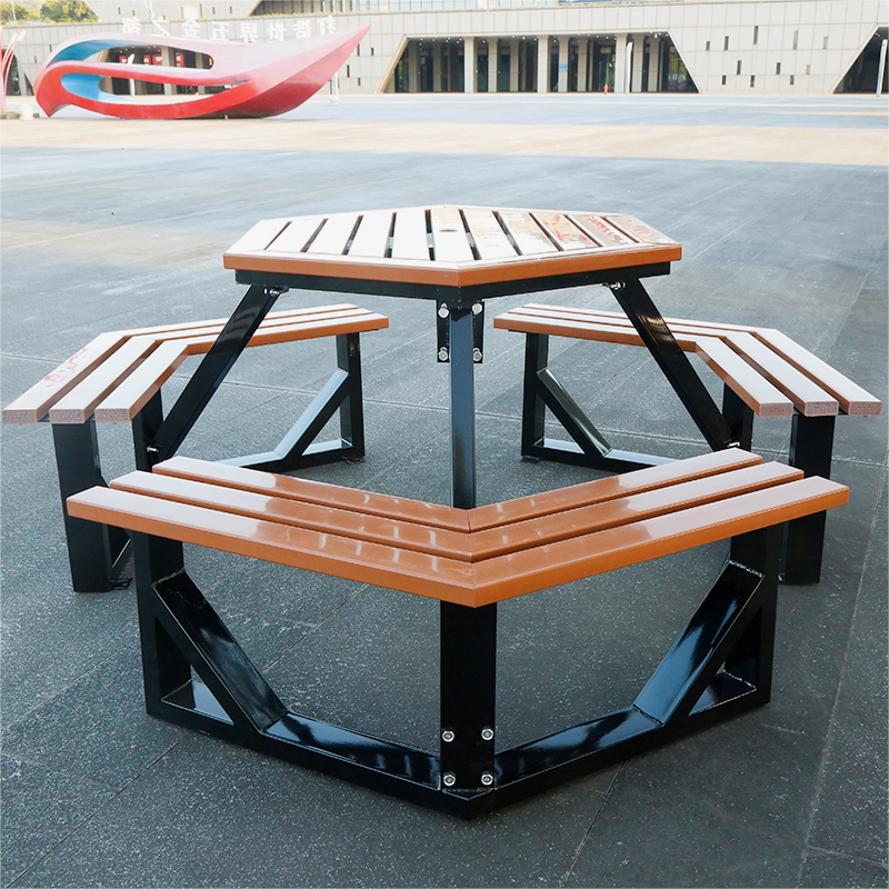 W1TR户外桌椅座椅防腐木公园椅户外长椅室外坐凳休闲铁艺棋牌塑木