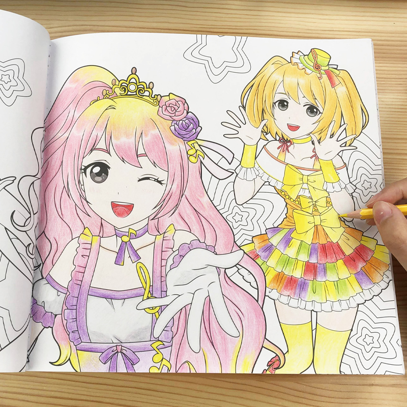 菲梦少女黑白世界涂色书3-5-6-8岁7女孩公主彩铅笔儿童填色绘画本涂鸦