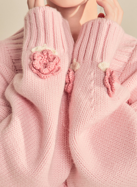 针织毛衣打底女2025粉色毛衣外套慵懒风感好看开衫i上衣1103k