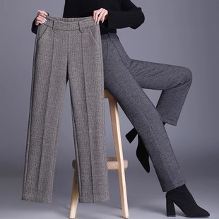 毛呢直筒裤女士高腰2025年秋冬新款中年妈妈显瘦洋气百搭呢子女裤